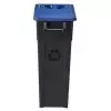 Poubelle de tri en plastique 65L - Couvercle plein bleu