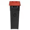 Poubelle de tri en plastique 65L - Couvercle plein rouge