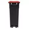 Conteneur en plastique de tri 65L - Couvercle fermé rouge