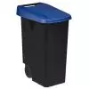 Corbeille de tri sur roues 85L - Couvercle plein bleu