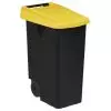 Corbeille de tri sur roues 85L - Couvercle plein jaune