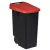 Corbeille de tri sur roues 85L - Couvercle plein rouge