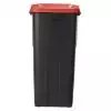 Conteneur de tri en plastique 85L - Couvercle plein rouge