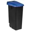 Poubelle de tri movible 110L - couvercle fermé bleu