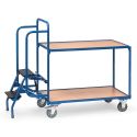 Photo : Chariot escabeau 250 kg 2 plateaux