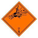 Photo : Étiquette matière dangereuse ADR Matières et objets explosibles N°1 - 1 Plaque Magnétique - 300 x 300 mm