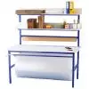 Table d'emballage industrielle avec dévidoir papier bulle et dévidoir kraft