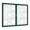 Vitrine d'affichage extérieur verte avec 18 A4 et 2 portes battantes