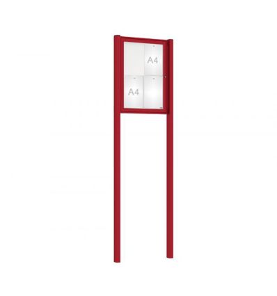 Vitrine d'affichage extérieur 4A4 sur pieds Tradition rouge
