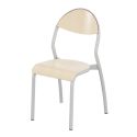 Photo : Chaise scolaire 4 pieds dossier arrondi T4 - Hauteur d'assise 38 cm - Gris - RAL 9006