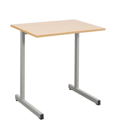 Table scolaire monoplace avec plateau mélaminé et chant ABS 2 mm - T4 - gris ral 9006
