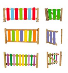 Clôture bois multicolore aire de jeux 1 à 12 ans