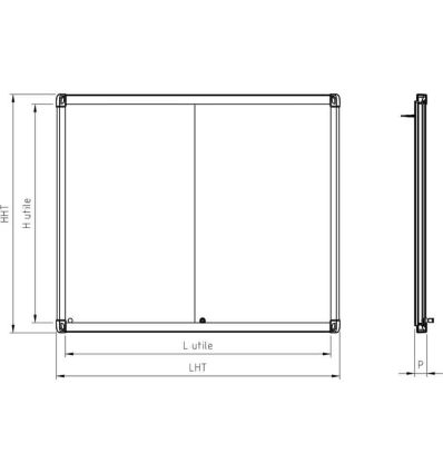 Schéma dimensions vitrine intérieure Classique