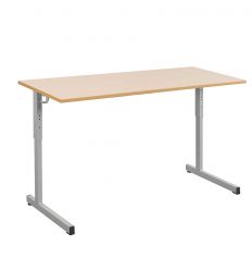 Table scolaire biplace réglable plateau mélaminé et chant ABS 2 mm