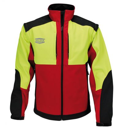 Veste homme Softshell 3 couches rouge et jaune Solidur