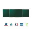 Photo : Tableau scolaire vert triptyque à craie émaillé H 100 x L 200 cm