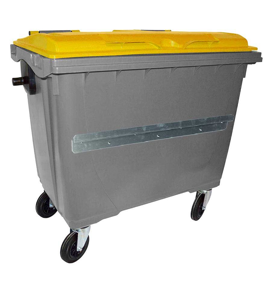 Conteneur poubelle 120 litres jaune sans barres à 2 roues