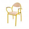 Chaise d'enseignant jaune avec accoudoirs en bois