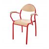 Chaise d'enseignant rouge avec accoudoirs en bois