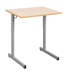 Table scolaire individuelle réglable plateau mélaminé et chant ABS 2 mm - gris ral 9006