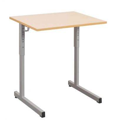 	Table scolaire individuelle réglable plateau mélaminé et chant ABS 2 mm - gris ral 9006