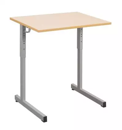 	Table scolaire individuelle réglable plateau mélaminé et chant ABS 2 mm - gris ral 9006