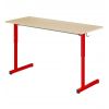 Table scolaire biplace réglable en hauteur mélaminé chant ABS 2 mm - rouge ral 3000