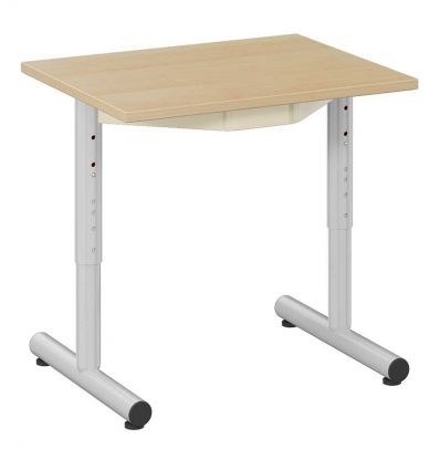 Table maternelle réglable 60 x 50 mm - panneau mélaminé - sans tiroir - gris ral 9006