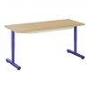 Table maternelle réglable double - panneau stratifié - sans tiroir - bleu ral 5002