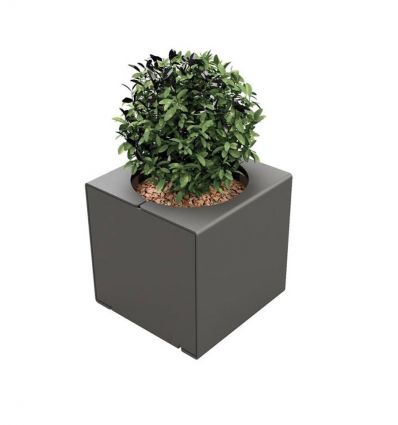 Jardinière urbaine cube en acier avec arbre