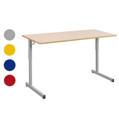 Table scolaire biplace réglable couleurs piètement