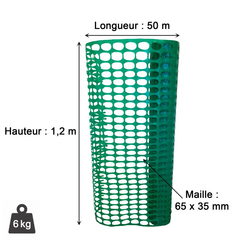 Filet en Plastique Vert - Les 50 mètres À 25,99€ HT