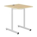 Photo : Table informatique scolaire T6 - Hauteur de plateau 76 cm - Gris - RAL 9006 - Plateau mélaminé 19 mm et chant polypropylène - Simple - 70 x 60 cm
