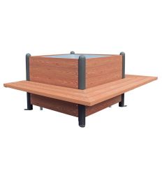 Banc jardinière Carré en Bois et Acier 3 bancs
