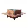 Banc jardinière Carré en Bois et Acier 4 bancs