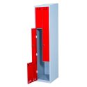 Photo : Vestiaire en L 2 cases - Gris RAL 7035 / Rouge RAL 3020 - Sans
