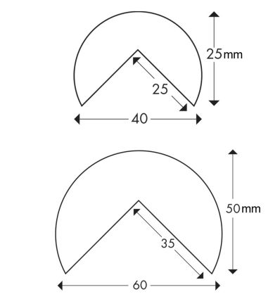 Dimensions de la mousse de protection antichoc profilé arrondi