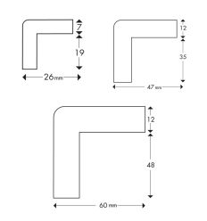 Dimensions des profilés de protection en forme de L
