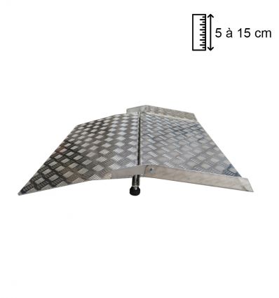Rampe de seuil aluminium antidérapant L40 x P75 obstacle H4 cm