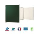 Photo : Tableau scolaire vert et blanc triptyque émaillé Faces intérieures blanches / Faces extérieures vertes - H 100 x L 200 cm