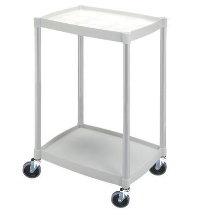 Chariot guéridon médical à 2 plateaux sans poignées