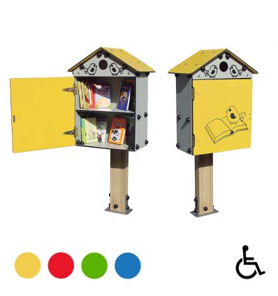 Boîte à livres exterieur colorée adaptée enfants et PMR - Prozon