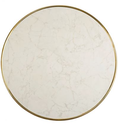 plateau de table bistrot en marbre cerclage laiton
