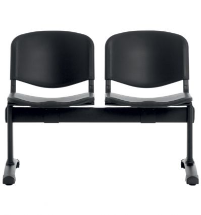 Siège sur poutre assise plastique 2 places noir
