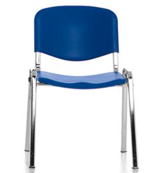 Chaise salle d'attente plastique bleu chromé