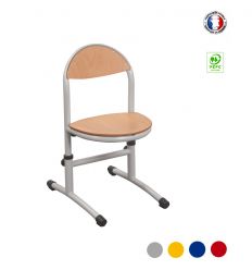 Chaise maternelle réglable en hauteur couleurs piètement