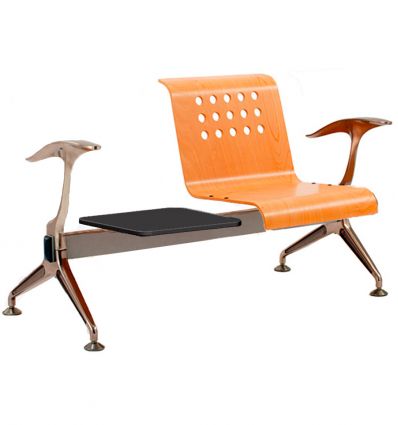 Chaise poutre salle d'attente bois avec accoudoirs 1 place tablette