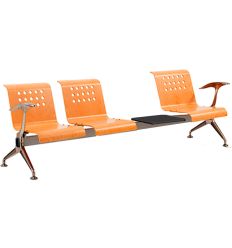 Chaise poutre salle d'attente bois avec accoudoirs 3 places tablette