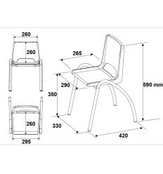 Dimensions chaise maternelle en plastique - 5 à 6 ans