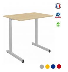 Table scolaire monoplace avec déclinaisons couleurs piètement